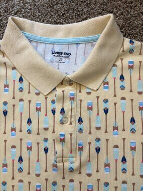Lands' End Polo Traditional Fit Paddle Board Pattern Mens Size Medium